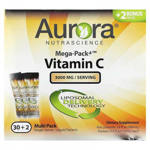 Aurora Nutrascience, Mega-Pack + витамин C, 3000 мг, 32 упаковки по 15 мл (0,5 жидк. Унции) #1