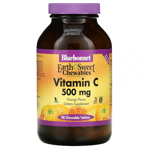 Bluebonnet Nutrition, EarthSweet, жевательные таблетки, витамин C, апельсин, 500 мг, 90 жевательных таблеток #1