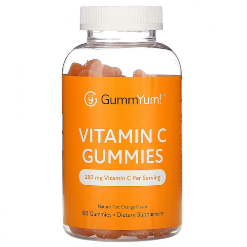 GummYum!, жевательные таблетки с витамином C, натуральный апельсиновый вкус, 125 мг, 180 жевательных таблеток #1