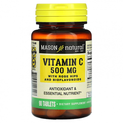Mason Natural, Витамин C с шиповником и биофлавоноидами, 500 мг, 90 таблеток #1