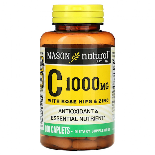 Mason Natural, Витамин C с шиповником и цинком, 1000 мг, 100 капсул #1