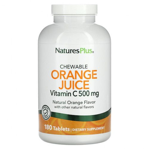 NaturesPlus, Апельсиновый сок, жевательный витамин C, 500 мг, 180 таблеток #1