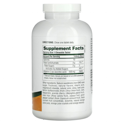 NaturesPlus, Апельсиновый сок, жевательный витамин C, 500 мг, 180 таблеток #1