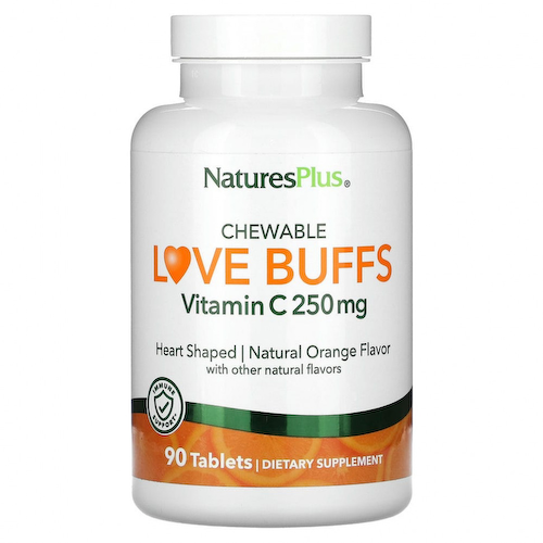 NaturesPlus, Chewable Love Buffs, витамин C, натуральный апельсин, 250 мг, 90 таблеток #1
