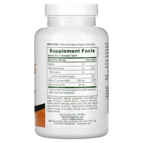 NaturesPlus, Chewable Love Buffs, витамин C, натуральный апельсин, 250 мг, 90 таблеток #1
