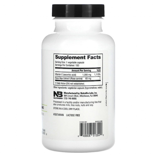 Nutrabio Labs, Витамин C, 1000 мг, 120 капсул #1