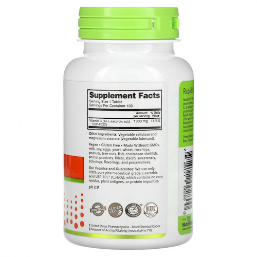 NutriBiotic, Immunity, витамин C, 1000 мг, 100 веганских таблеток #1