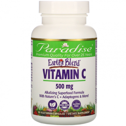 Paradise Herbs, Earth's Blend, витамин С, 500 мг, 90 вегетарианских капсул #1