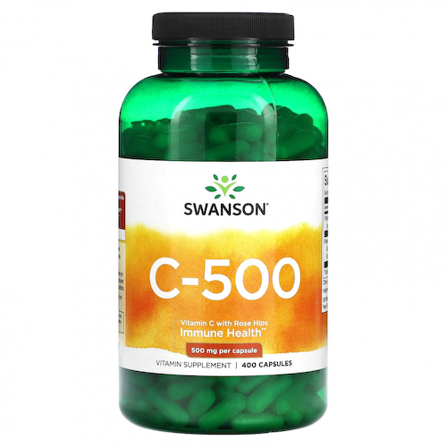 Swanson, C-500, витамин C с шиповником, 500 мг, 400 капсул #1