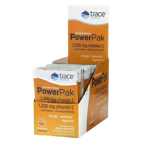 Trace Minerals ®, PowerPak,электролит для повышения выносливости, со вкусом апельсина, 30 пакетиков по 4,8 г (0,17 унции) #1