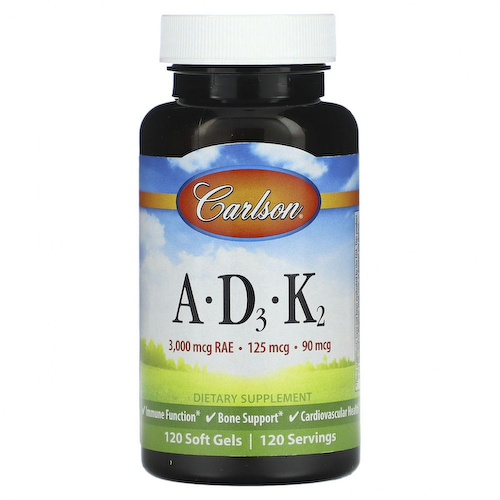 Carlson, A, D3, K2`` 120 мягких таблеток #1