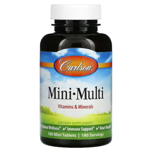 Carlson Labs, Mini-Multi, витамины и минералы, без железа, 180 таблеток #1