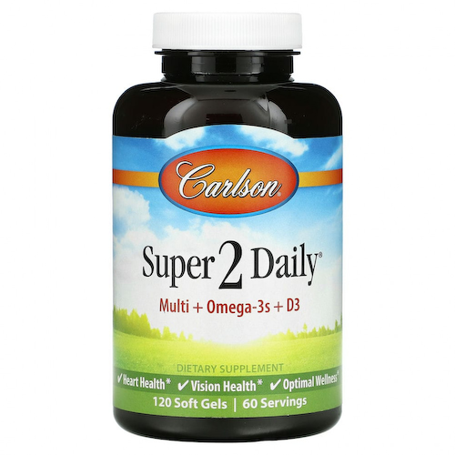 Carlson Labs, Super 2 Daily, витамины и микроэлементы, 120 мягких таблеток #1
