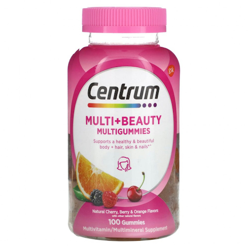 Centrum, Multi + Beauty жевательные таблетки, натуральные вишня, ягоды и апельсин, 100 жевательных таблеток #1