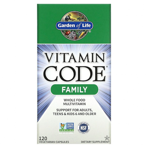 Garden of Life, Vitamin Code, мультивитамины из необработанных цельных продуктов для всей семьи, 120 вегетарианских капсул #1