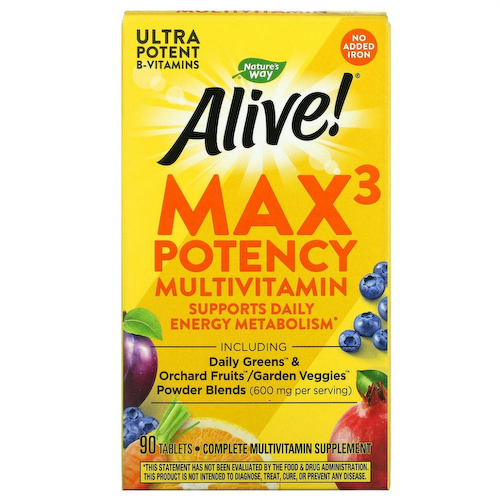 Nature's Way, Alive! Max3 Daily, мультивитаминный комплекс, без добавления железа, 90 таблеток #1