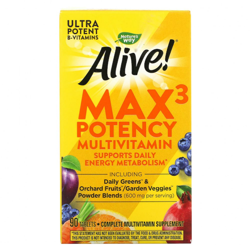 Nature's Way, Alive! Max3 Potency, мультивитамины, 90 таблеток #1