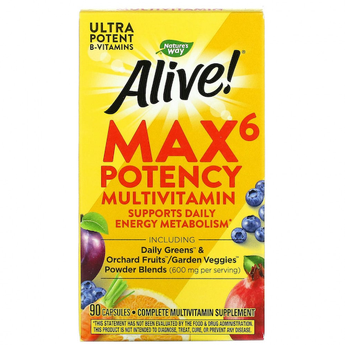 Nature's Way, Alive! Max6 Potency, мультивитамины, 90 капсул #1