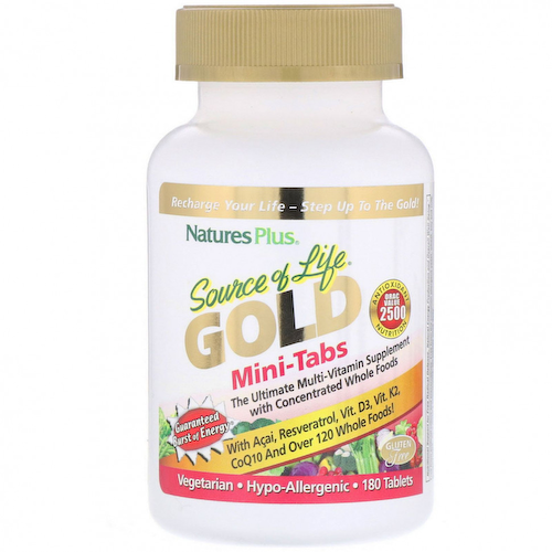 NaturesPlus, Source of Life, Gold, мини-таблетки, мощная мультивитаминная добавка, 180 таблеток #1