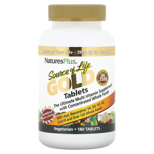 NaturesPlus, Source Of Life Gold Tablets, мультивитаминная добавка, 180 таблеток #1