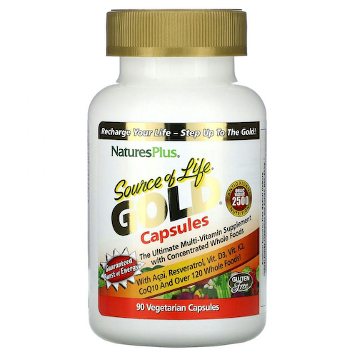 NaturesPlus, Source of Life, Gold Capsules, 90 вегетарианских капсул #1