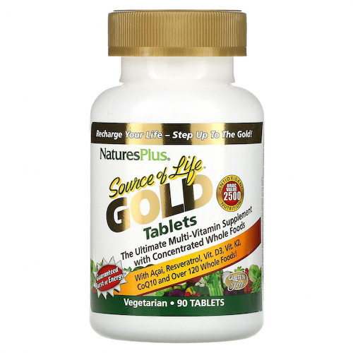 NaturesPlus, Source of Life Gold, The Ultimate Multi-Vitamin Supplement, 90 таблеток #1