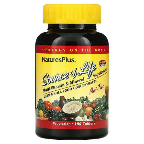 NaturesPlus, Source of Life, мультивитаминная и минеральная добавка с концентратами цельных продуктов, 180 мини-таблеток #1
