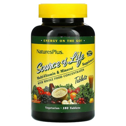 NaturesPlus, Source of Life, мультивитаминная и минеральная добавка с цельными пищевыми концентратами, 180 таблеток #1