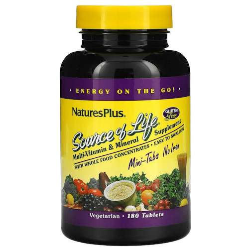 NaturesPlus, Source of Life, мультивитаминная и минеральная добавка, без железа, 180 таблеток #1