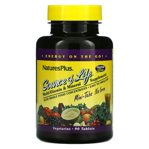 NaturesPlus, Source Of Life, Мультивитаминная и минеральная добавка, без железа, 90 мини-таблеток #1