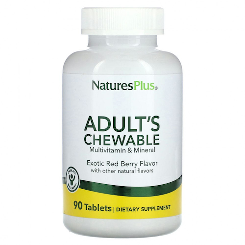 NaturesPlus, Жевательные мультивитамины для взрослых со вкусом экзотических ягод, 90 таблеток #1