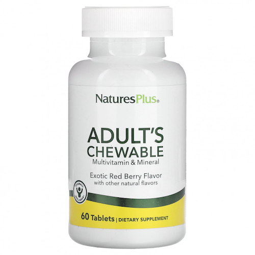 NaturesPlus, Жевательные мультивитамины и минералы для взрослых, экзотические красные ягоды, 60 таблеток #1