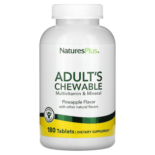 NaturesPlus, Жевательные мультивитамины и минералы для взрослых, ананас, 180 таблеток #1