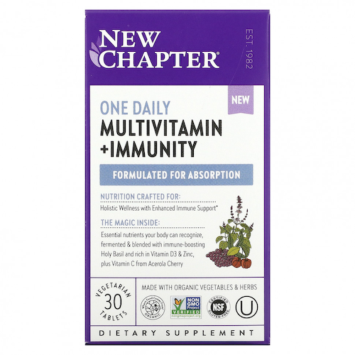 New Chapter, One Daily Multivitamin + Immunity, 30 вегетарианских таблеток #1