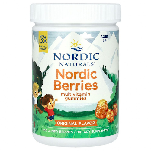 Nordic Naturals, Nordic Berries, мультивитаминные жевательные конфеты, оригинальный вкус, 200 жевательных ягодных конфет #1