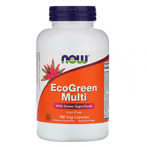 NOW Foods, Мультивитамины EcoGreen, без железа, 180 растительных капсул #1