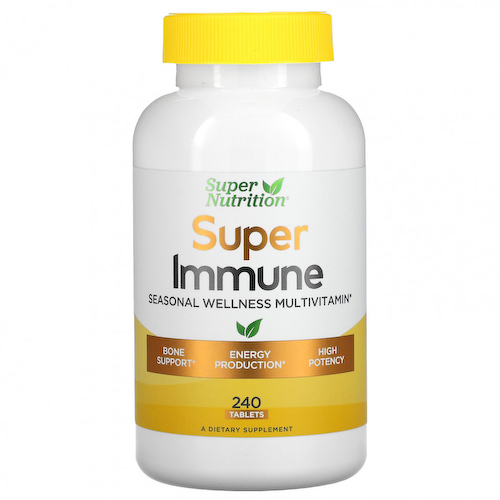 Super Nutrition, Super Immune, мультивитамины для сезонного оздоровления, 240 таблеток #1