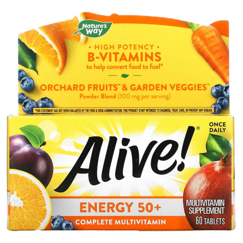 Nature's Way, Alive! Energy 50+, комплекс витаминов и микроэлементов для взрослых старше 50 лет, 60 таблеток #1