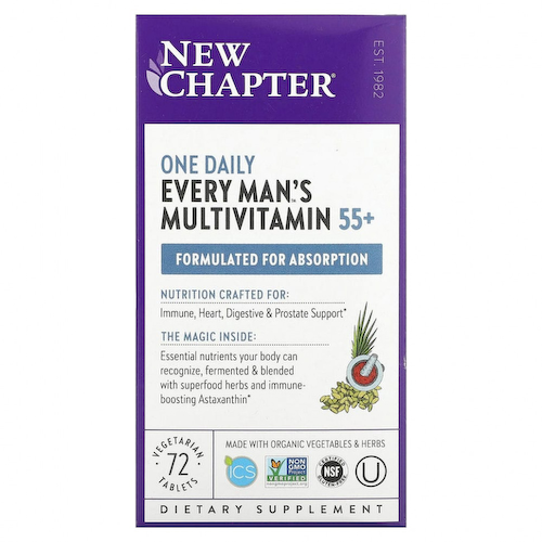 New Chapter, One Daily Every Man's, мультивитамины для мужчин старше 55 лет, 72 вегетарианские таблетки #1