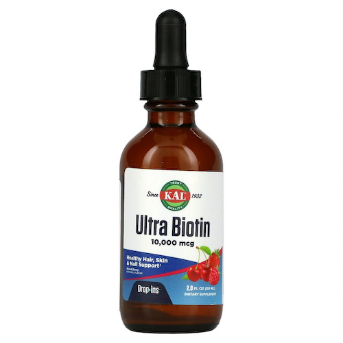 KAL, Ultra Biotin, натуральный ароматизатор «Смесь ягод», 10000 мкг, 59 мл (2 жидк. унции) #1