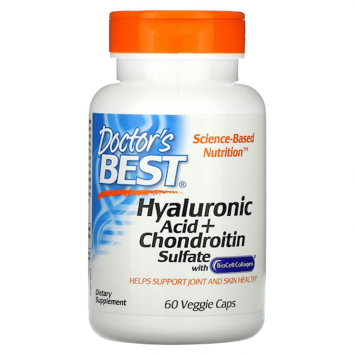 Doctor's Best, BioCell Collagen, гиалуроновая кислота и хондроитинсульфат, 60 вегетарианских капсул #1
