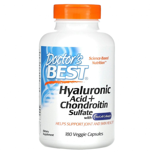 Doctor's Best, гиалуроновая кислота и сульфат хондроитина, 180 вегетарианских капсул #1