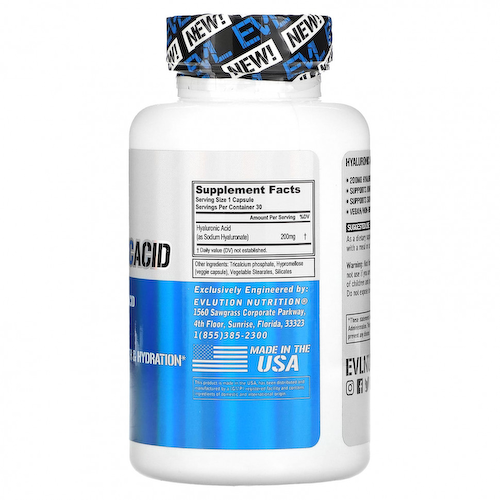 EVLution Nutrition, Гиалуроновая кислота, 200 мг, 30 растительных капсул #1