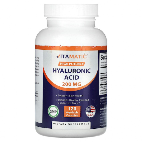 Vitamatic, Высокая эффективность, гиалуроновая кислота, 200 мг, 120 растительных капсул #1