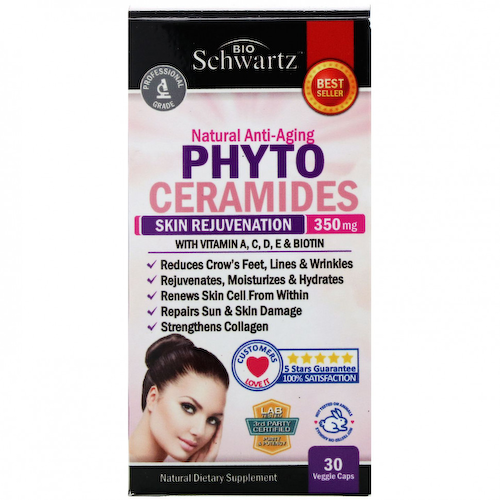 BioSchwartz, Фитокерамиды, омолаживание кожи, 350 мг, 30 растительных капсул #1