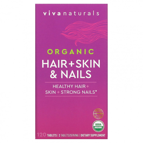 Viva Naturals, Органические волосы, кожа и ногти, 120 таблеток #1