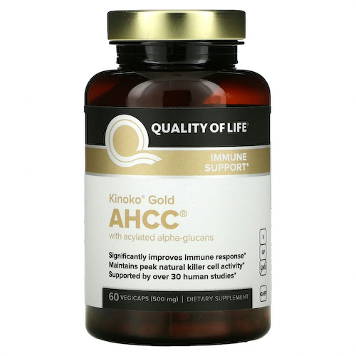 Quality of Life Labs, Kinoko Gold AHCC с ацилированными альфа-глюканами, 60 растительных капсул #1