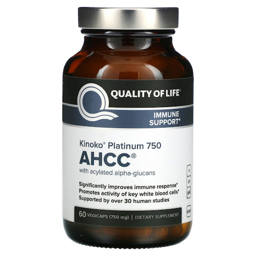 Quality of Life Labs, Kinoko Platinum AHCC, иммунная поддержка, 750 мг, 60 растительных капсул #1