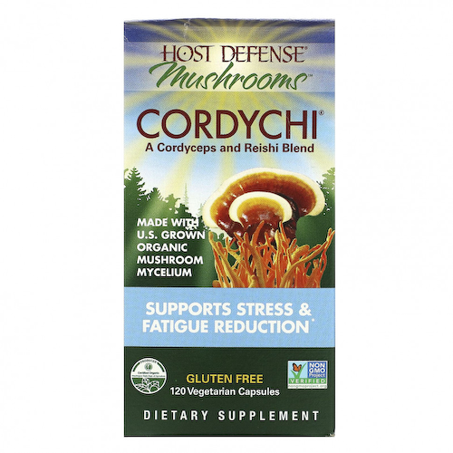 Fungi Perfecti, Host Defense Mushrooms, Cordychi, поддержка при стрессе и снижение усталости, 120 вегетарианских капсул #1