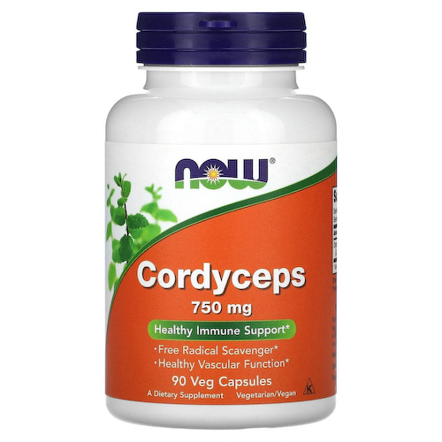 NOW Foods, кордицепс, 750 мг, 90 вегетарианских капсул #1